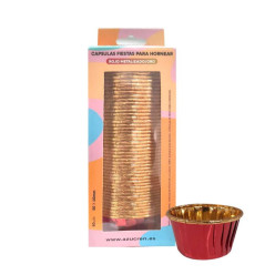 50 Cápsulas Vermelho Metálico/ouro Azucren