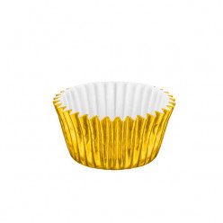 50 Mini Cápsulas Brigadeiro Douradas Metalizadas