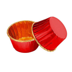 50 Minicápsulas Vermelho/Dourado Metalizadas Ø35mm