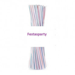 50 Palhinhas Plástico Flexíveis Riscas
