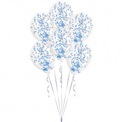 6 Balões Confettis Azuis 11