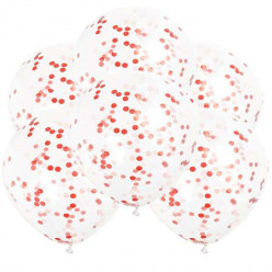 6 Balões Confettis Vermelhos