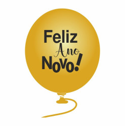 6 Balões Feliz Ano Novo Ouro 12"