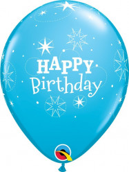 6 Balões Happy Birthday Azuis