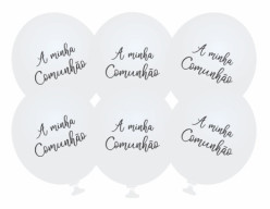 6 Balões Látex "A Minha Comunhão" Branco
