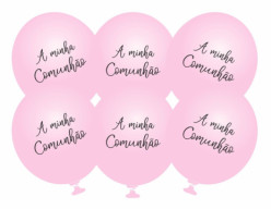 6 Balões Látex "A Minha Comunhão" Rosa