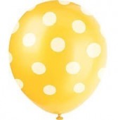 6 Balões látex Amarelo bolinhas