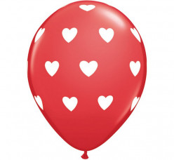 6 Balões Latex Corações Vermelhos