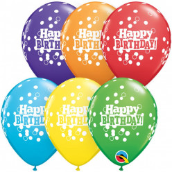 6 Balões Latex Happy Birthday Coloridos
