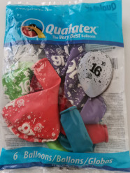 6 Balões Látex Nº 16 Sortidos