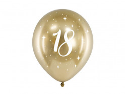 6 Balões Látex Nº 18 Glossy Gold