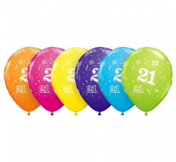 6 Balões Látex Nº 21 Sortidos