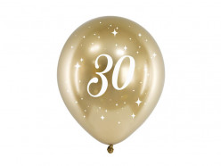 6 Balões Látex Nº 30 Glossy Gold