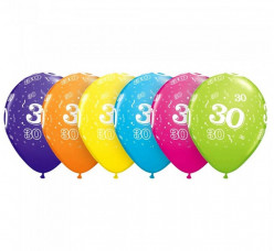 6 Balões Látex Nº 30 Sortidos