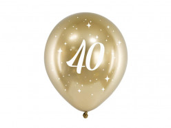 6 Balões Látex Nº 40 Glossy Gold