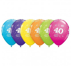6 Balões Látex Nº 40 Sortidos