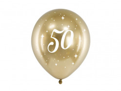 6 Balões Látex Nº 50 Glossy Gold