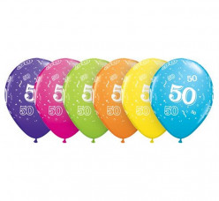 6 Balões Látex Nº 50 Sortidos