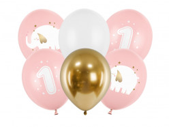 6 Balões Latex Primeiro Aniversário Rosa