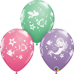 6 Balões Latex Sereia Sortidos