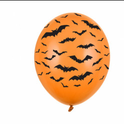 6 Balões Morcegos Laranja Halloween