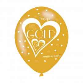 6 Balões Prateados Latex – Bodas de Ouro