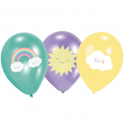 6 Balões Rainbow & Cloud