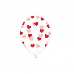 6 Balões Transparentes Corações Vermelhos
