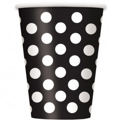 6 Copos Bolinhas Preto