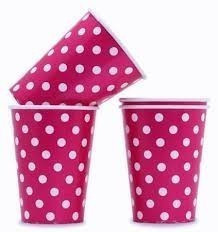 6 Copos Fúchsia Bolinhas