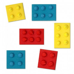 6 Mini Toppers Açúcar Blocos Legos 2.3cm