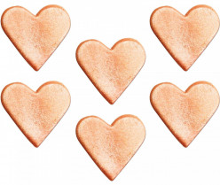 6 Mini Toppers Açúcar Corações Dourados 3cm