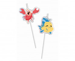 6 Palhinhas Flexíveis Ariel Pequena Sereia