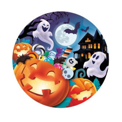 6 Pratos Halloween Abóbora Infantil 23cm