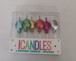 6 Velas Balões Metálicos
