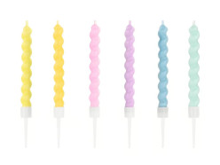 6 Velas de Aniversário Curl Pastel 8,5cm