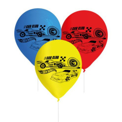 8 Balões Látex Hot Wheels