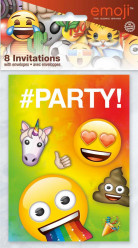 8 Convites Festa Emoji Rainbow Fun