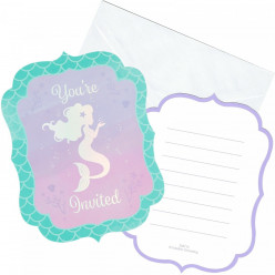 8 Convites Sereia Iridescentes