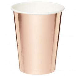 8 Copos Festa Rose Gold Metalizado 250ml