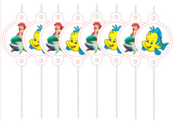 8 Palhinhas Ariel Pequena Sereia Disney