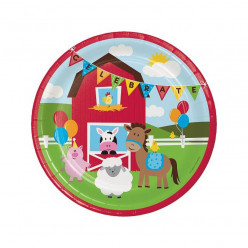 8 Pratos Festa Animais da Quinta Farmhouse Fun 22cm