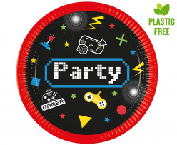 8 Pratos Festa Gaming Party 23cm