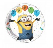 8 Pratos Festa Minions 23 cm