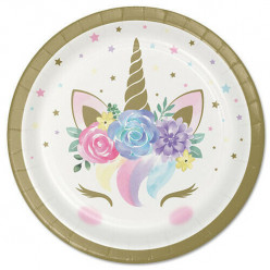 8 Pratos Festa Unicorn Baby 17cm