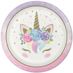 8 Pratos Festa Unicorn Baby 22cm