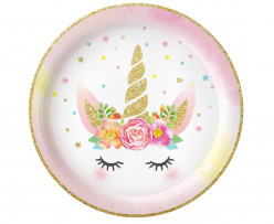 8 Pratos Festa Unicórnio 23cm