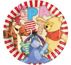 8 Pratos Festa Winnie the Pooh 23cm