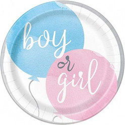 8 Pratos Gender Reveal Party 23cm