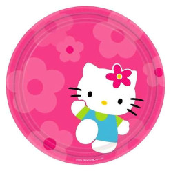 8 Pratos Hello Kitty Pink 23cm